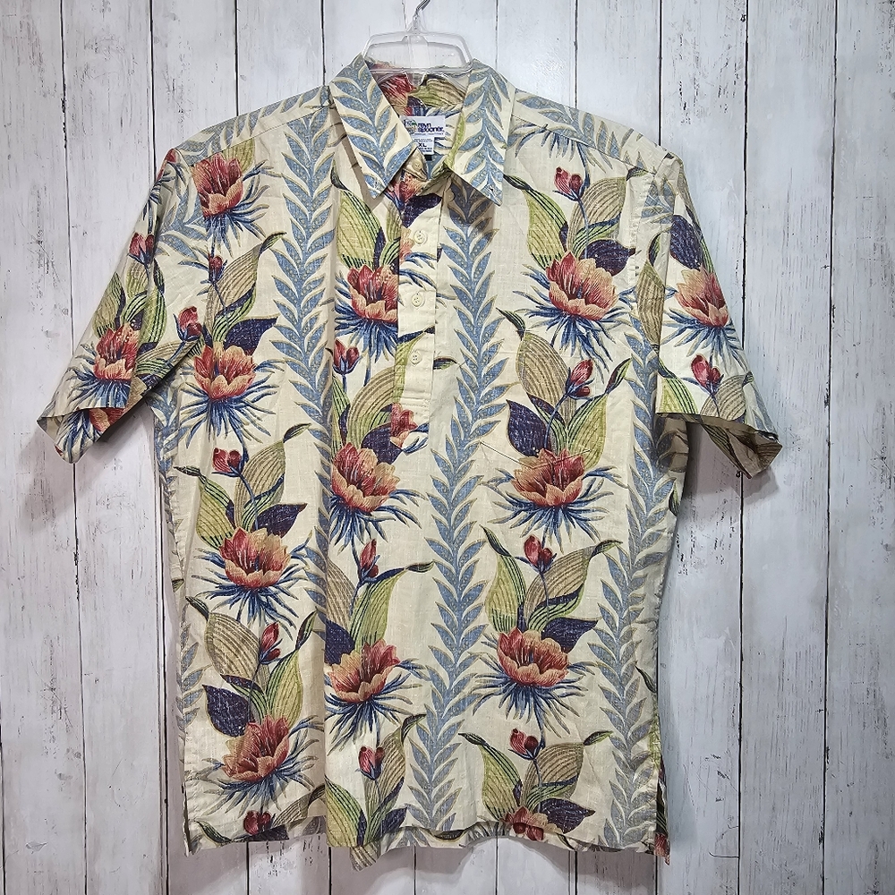 Vintage Reyn Spooner Men's Floral Popover S/S Shirt Size XL Aloha Hawaiian .